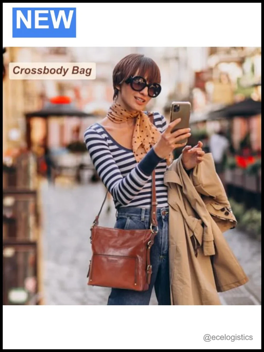 Hobo Italian Full Grain Leather Purse Crossbody Fits iPad